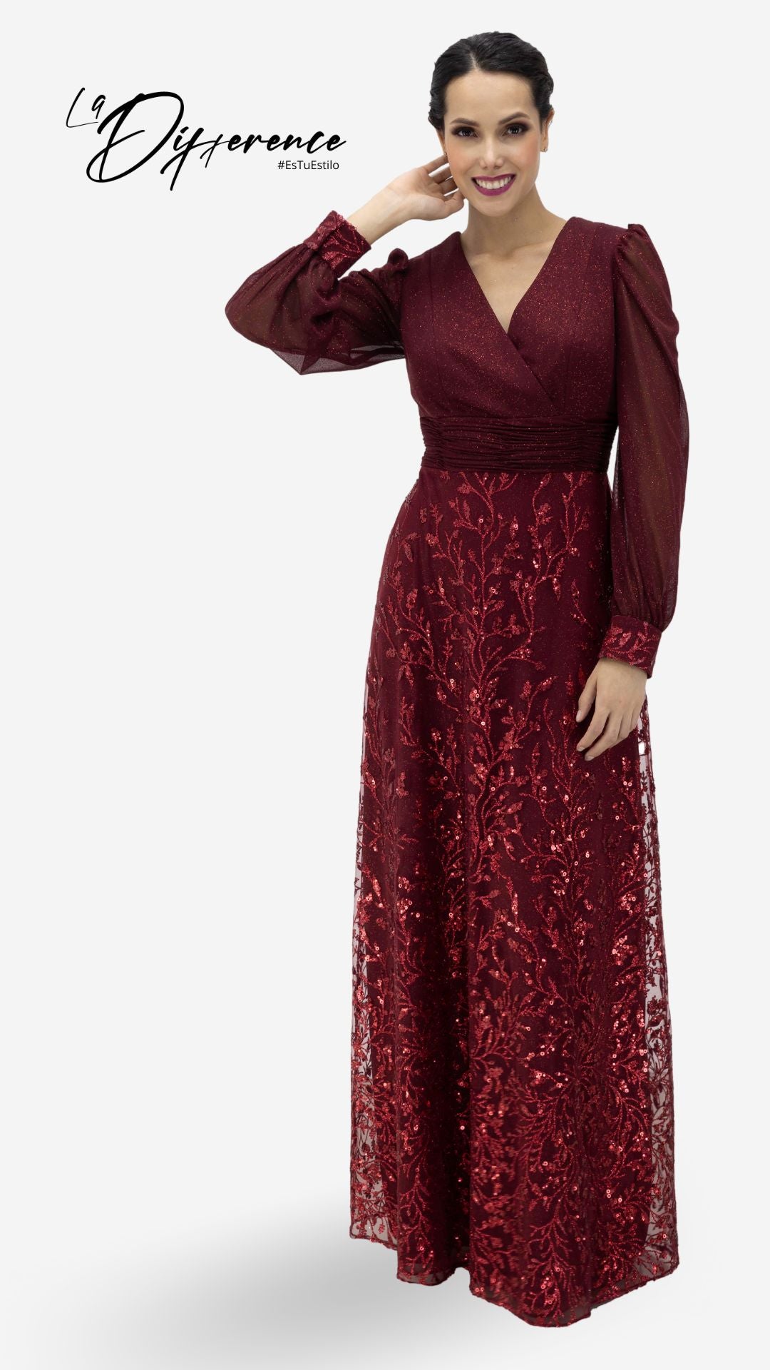 VESTIDO LENTEJUELA VINO