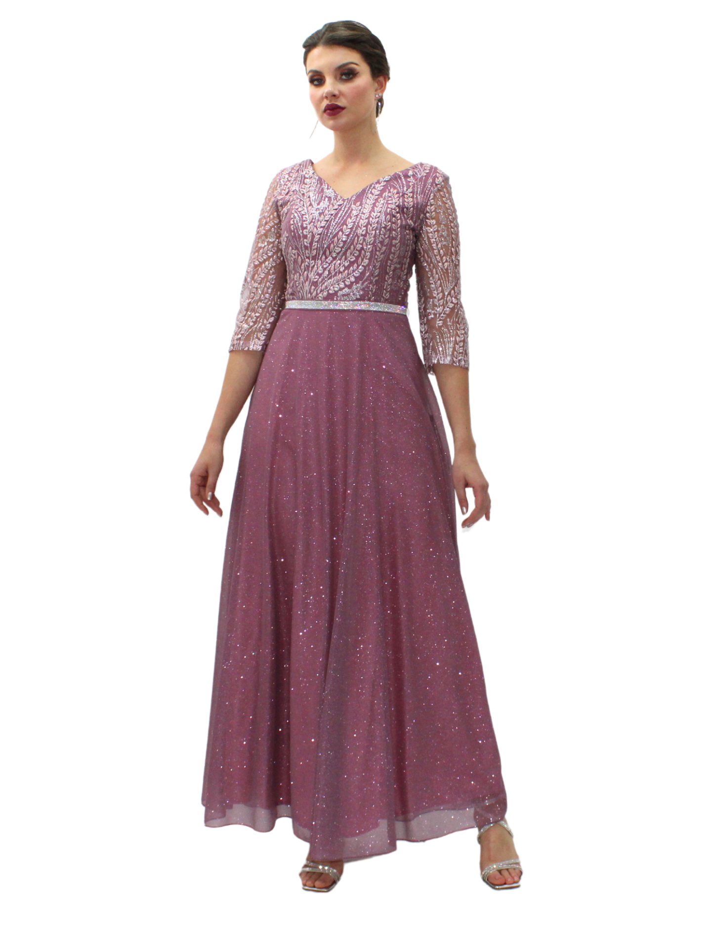 VESTIDO MAXI DE NOCHE CON GLITTER