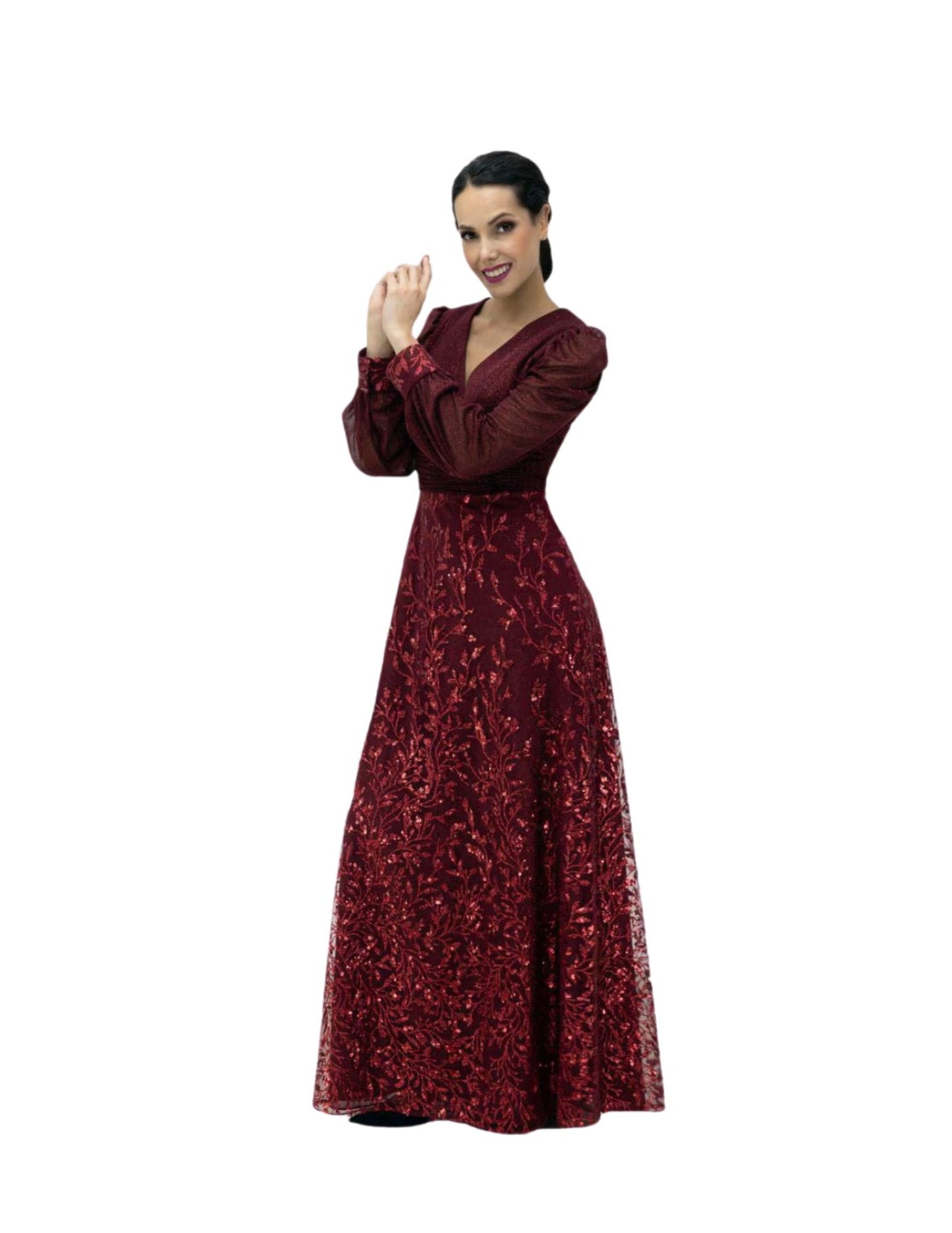 VESTIDO LENTEJUELA VINO