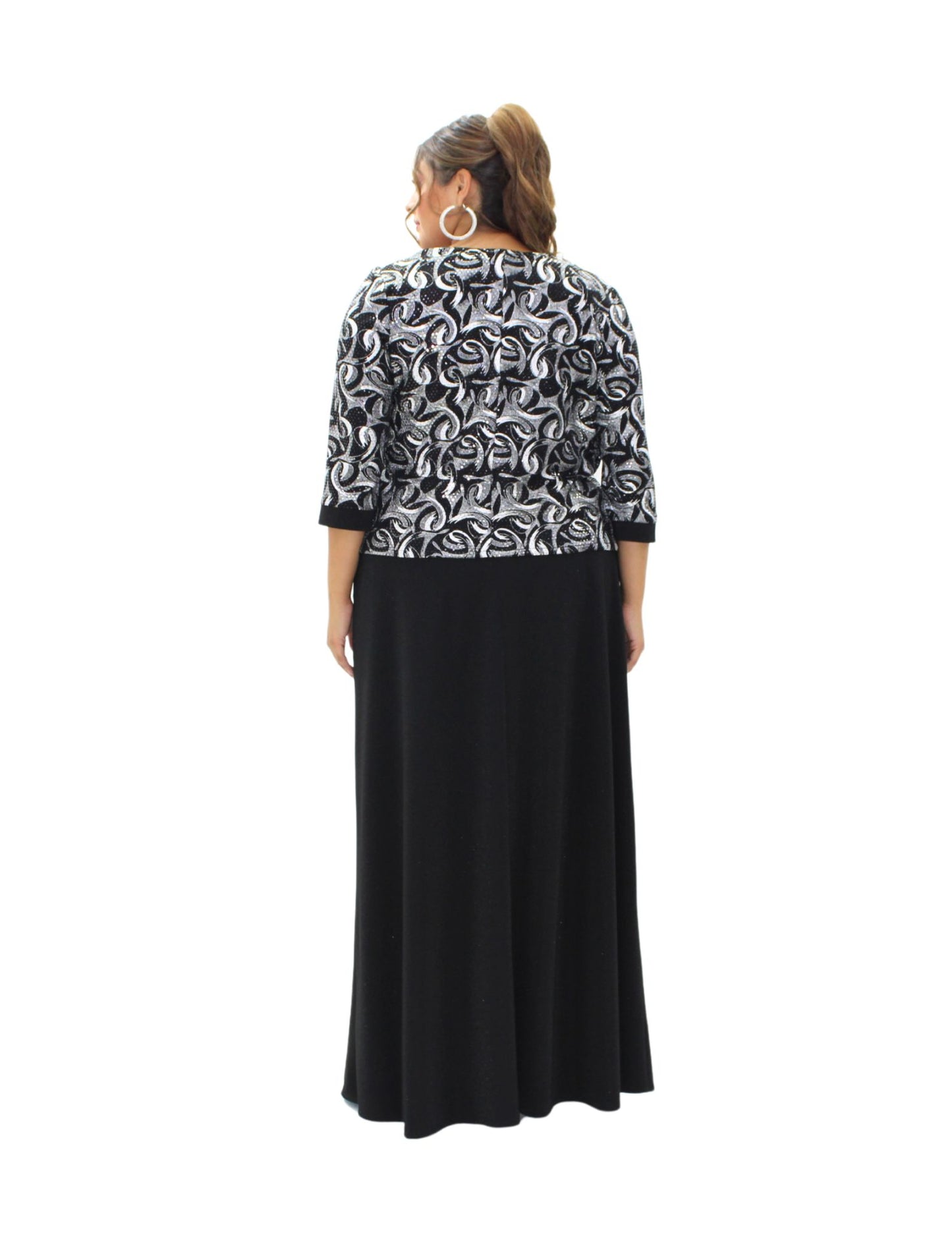 VESTIDO MAXI PLATA CON SACO