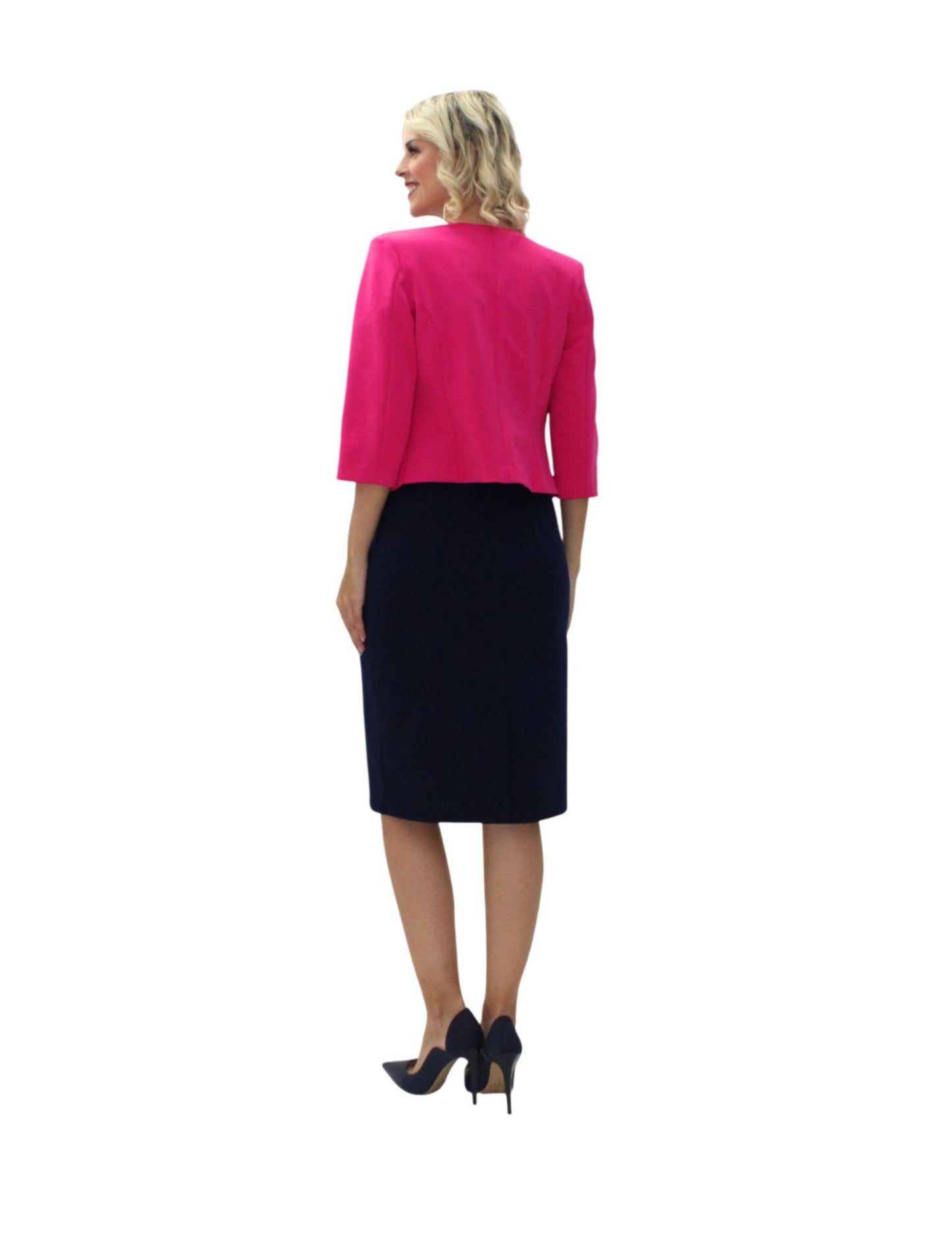CONJUNTO FORMAL ROSA CON AZUL MARINO