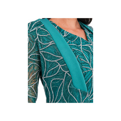 VESTIDO CON SACO TURQUESA Y PLATA