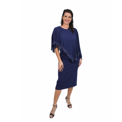 VESTIDO DE CAPA ASIMETRICA
