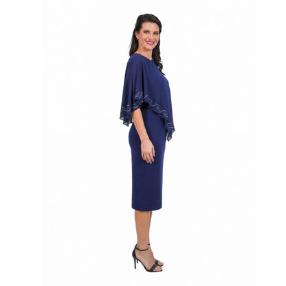 VESTIDO DE CAPA ASIMETRICA
