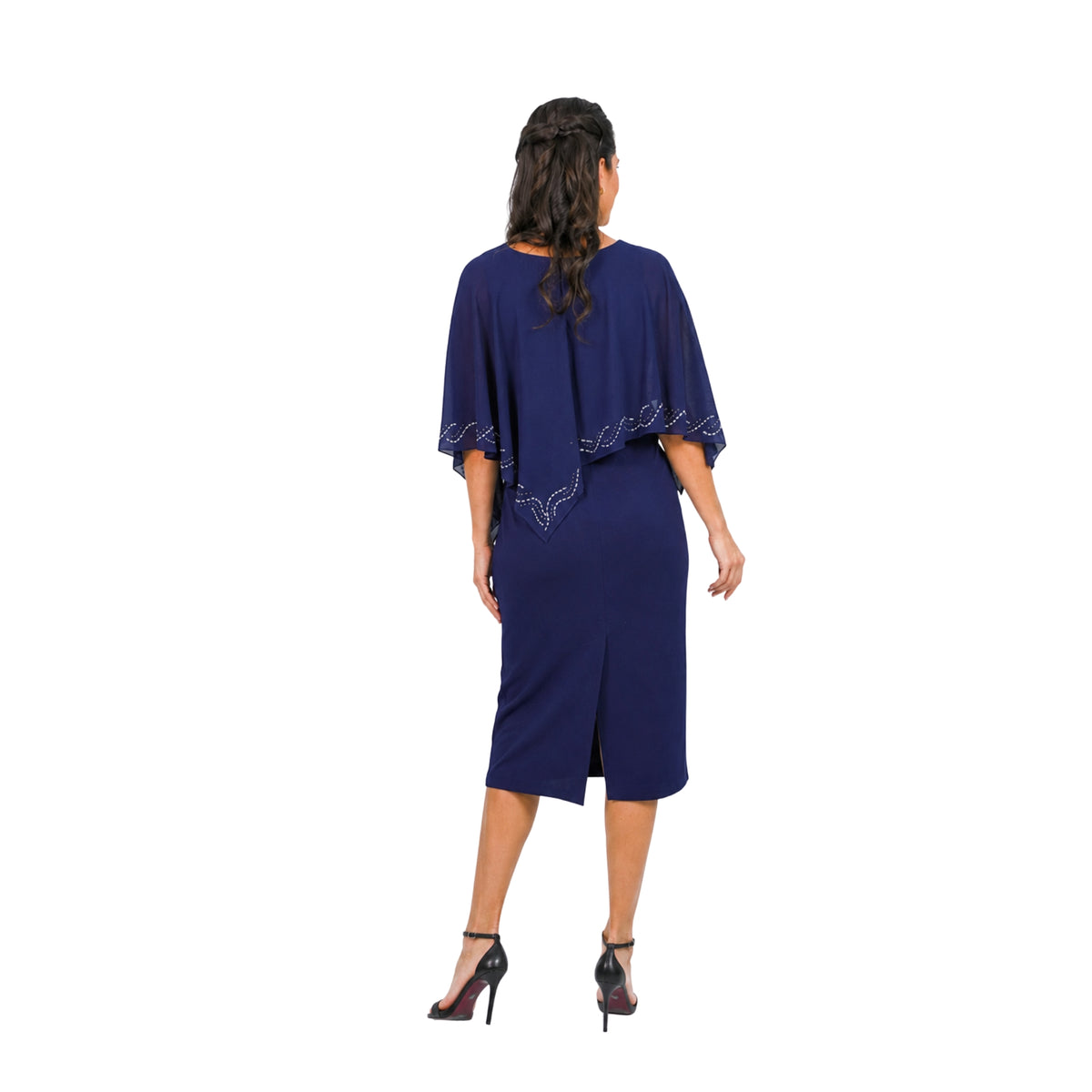 VESTIDO DE CAPA ASIMETRICA