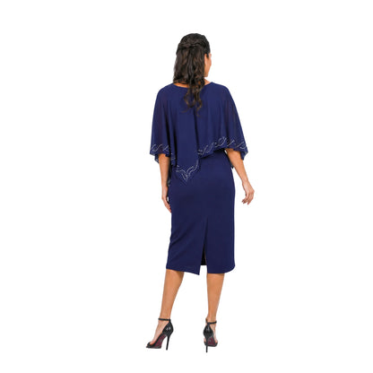 VESTIDO DE CAPA ASIMETRICA