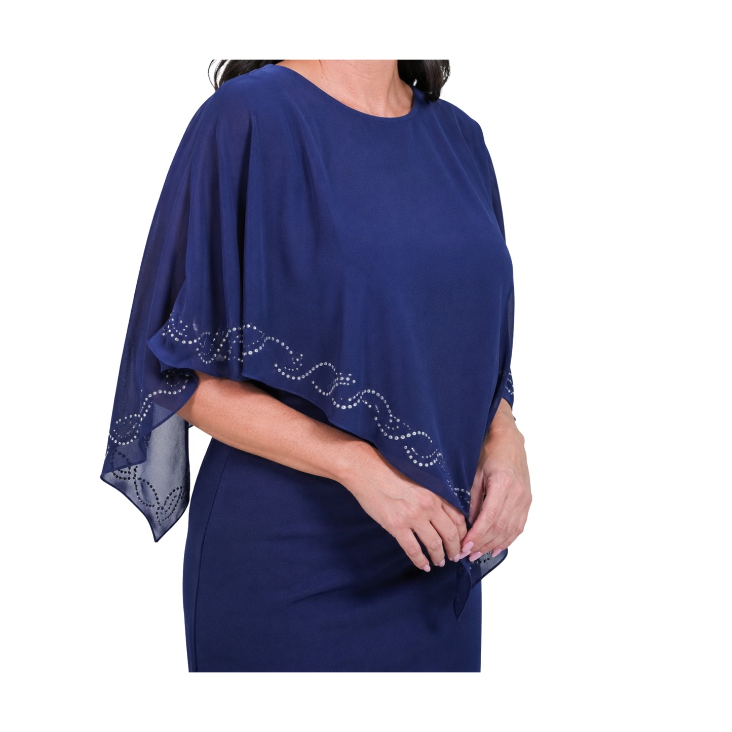 VESTIDO DE CAPA ASIMETRICA