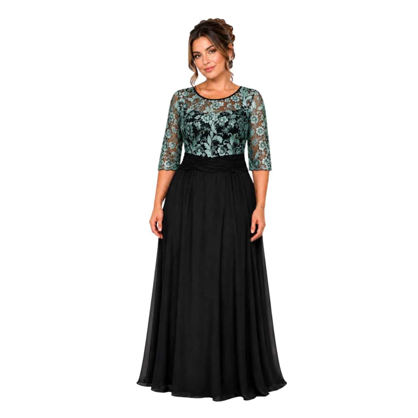VESTIDO FLORES TURQUESA METALIZADAS (T. EXTRA)