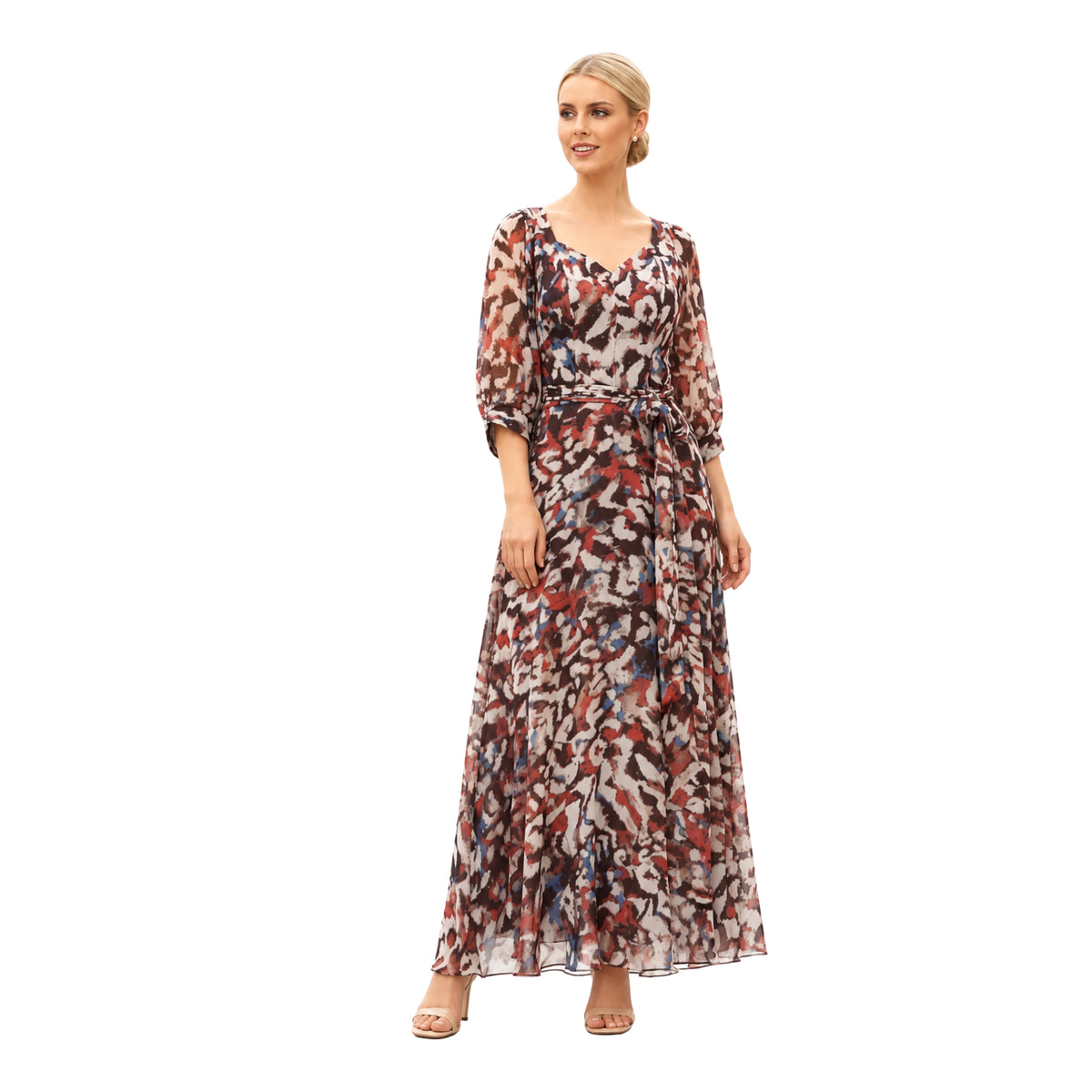 VESTIDO MAXI MANCHAS CAFÉ