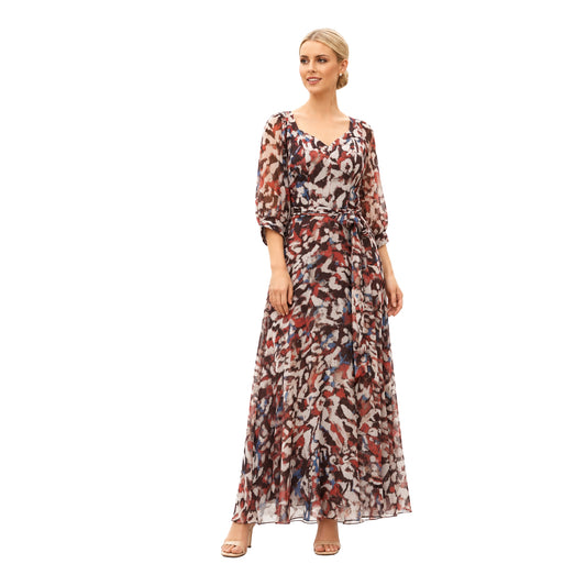 VESTIDO MAXI MANCHAS CAFÉ