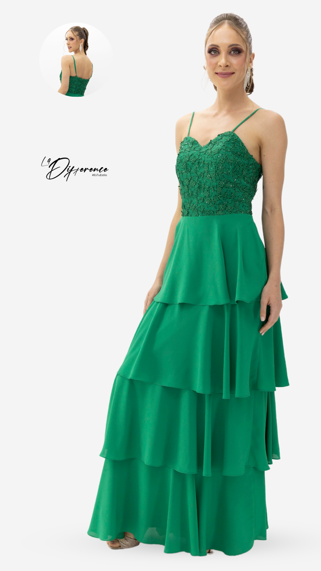 VESTIDO MAXI EN OLANES 24090 VERDE