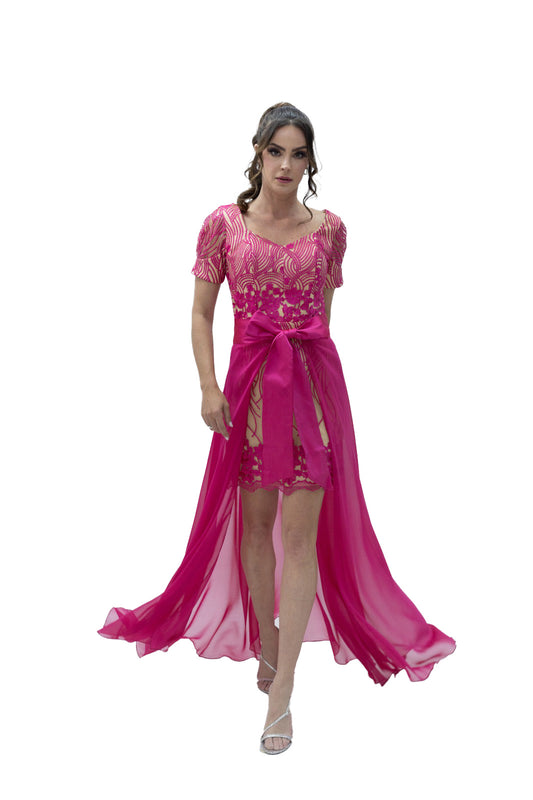 VESTIDO CON FALDON DESMONTABLE