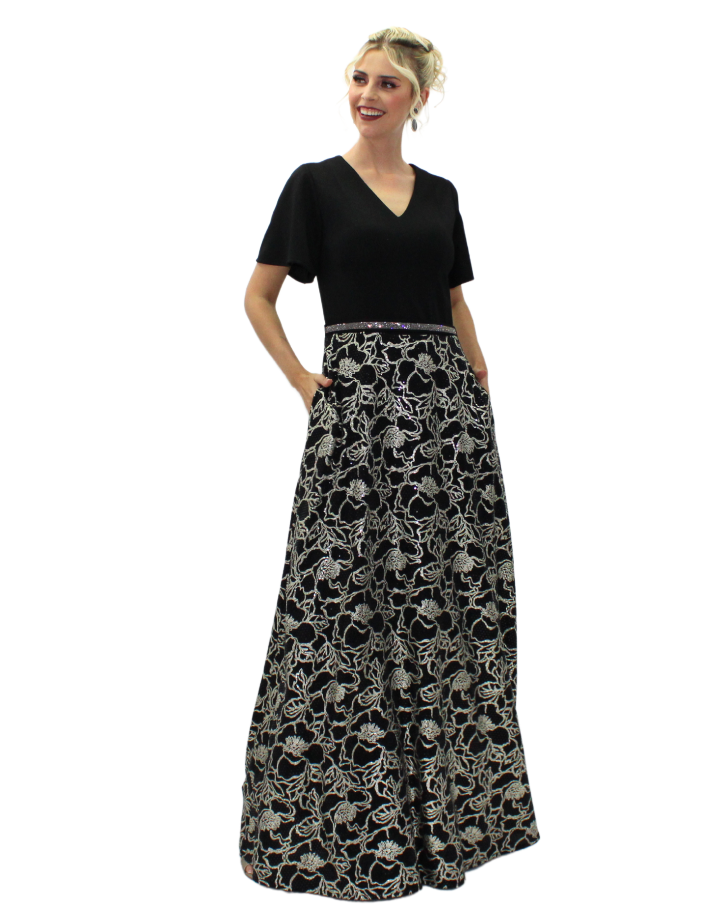 VESTIDO MAXI CON MANGA CAMPANA