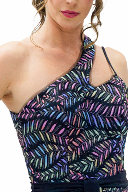 VESTIDO LARGO NEGRO CON DESTELLOS MULTICOLOR
