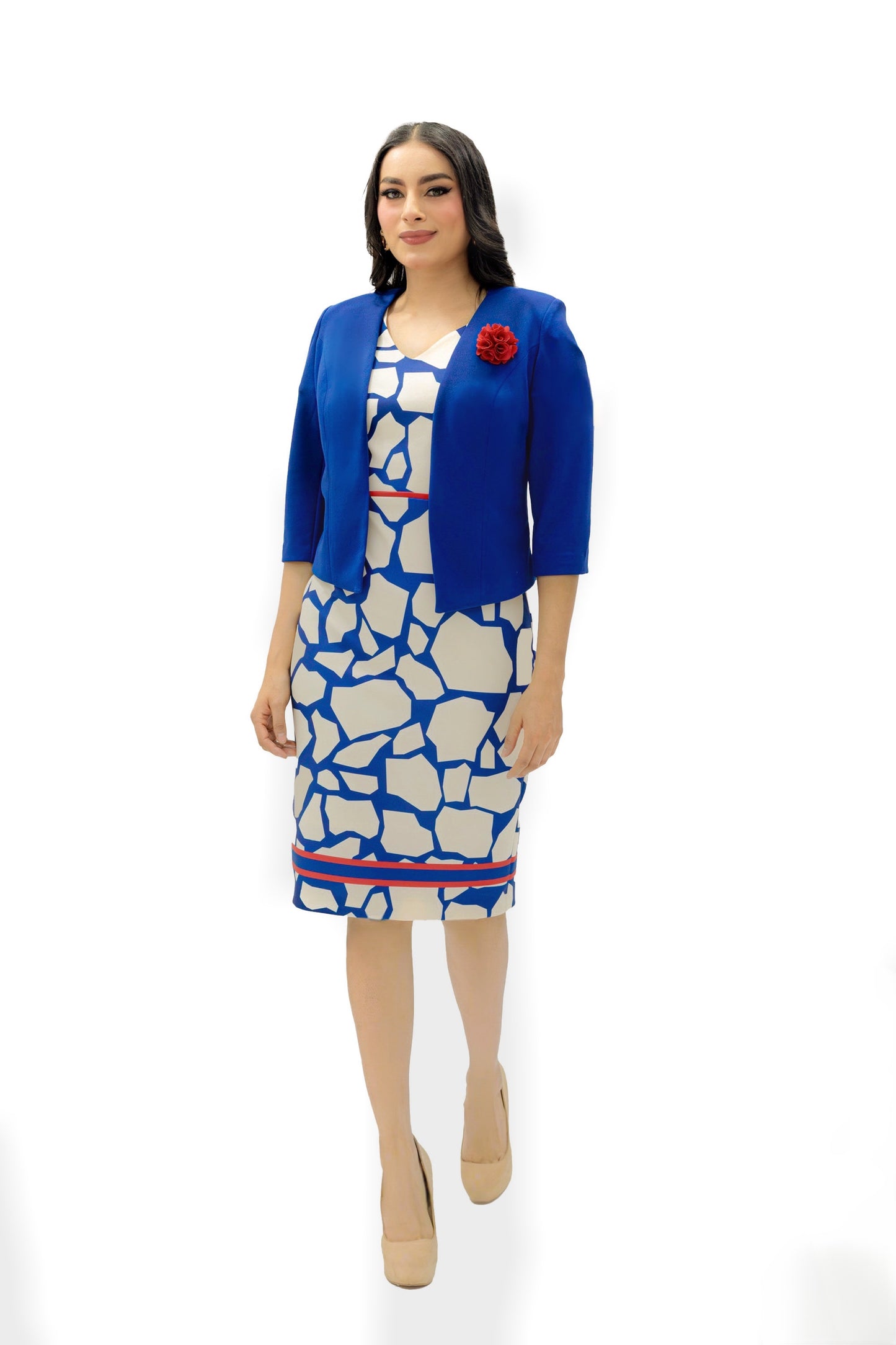 VESTIDO CON SACO AZUL REY