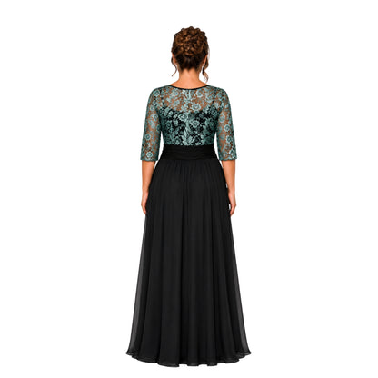 VESTIDO FLORES TURQUESA METALIZADAS (T. EXTRA)