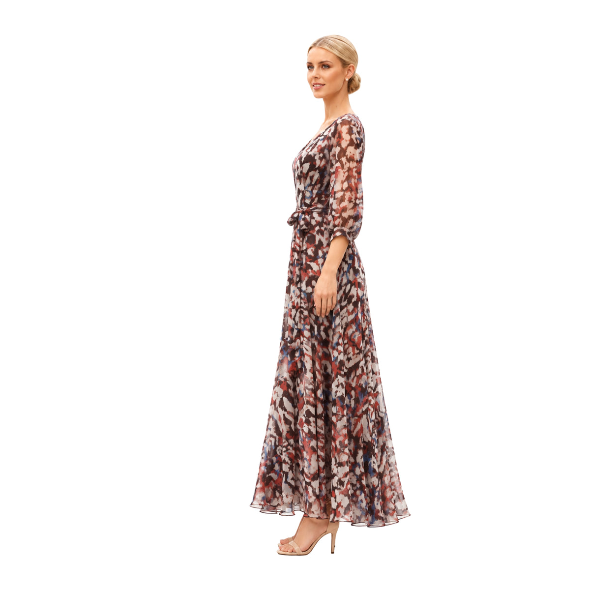 VESTIDO MAXI MANCHAS CAFÉ