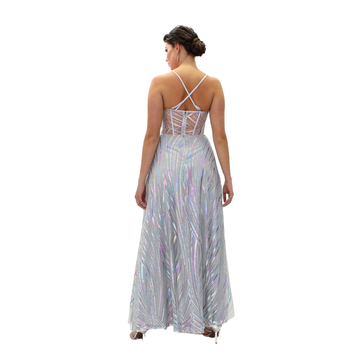 VESTIDO GLITTER PLATA CORSEÉ