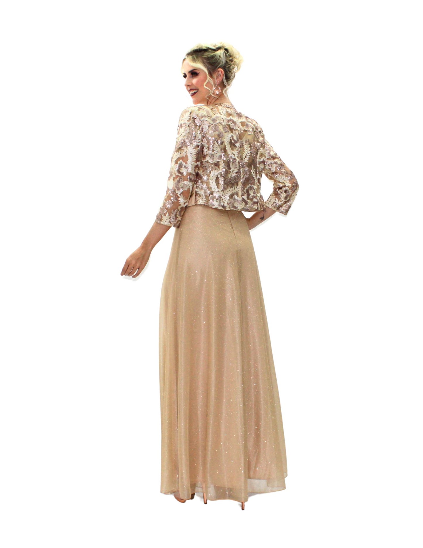 VESTIDO MAXI ORO CON BOLERO
