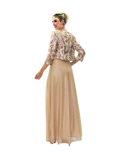 VESTIDO MAXI ORO CON BOLERO