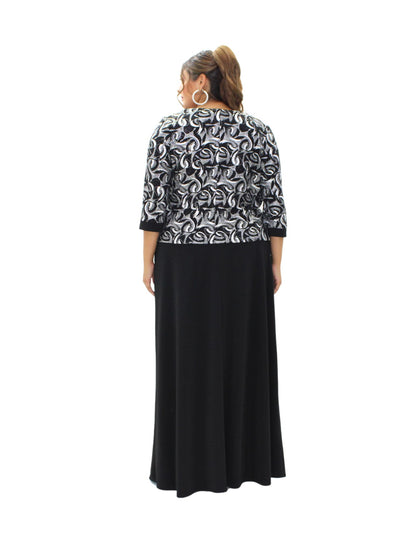 VESTIDO MAXI PLATA CON SACO