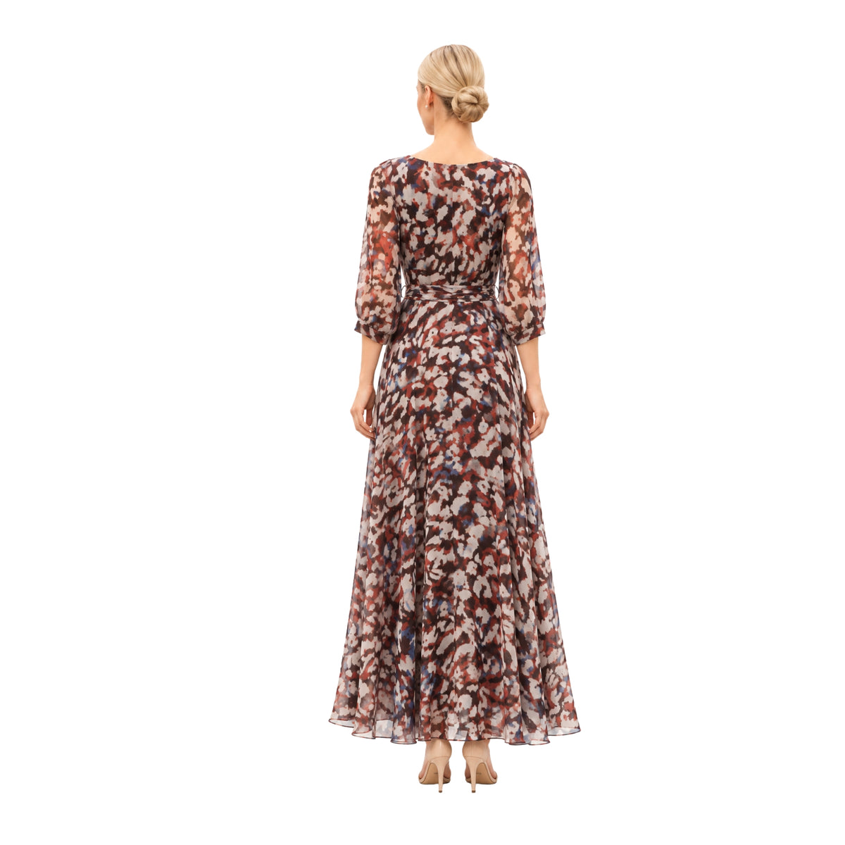 VESTIDO MAXI MANCHAS CAFÉ
