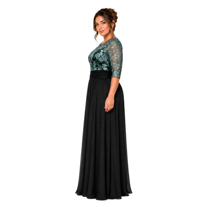 VESTIDO FLORES TURQUESA METALIZADAS (T. EXTRA)