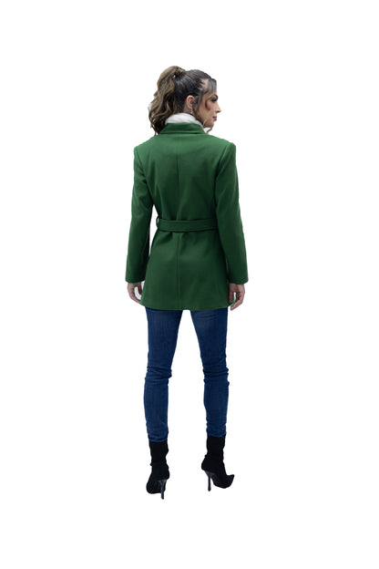 ABRIGO 3/4 CON CINTA EN MEDIO