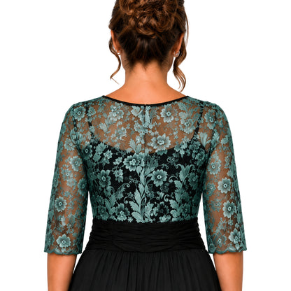 VESTIDO FLORES TURQUESA METALIZADAS (T. EXTRA)