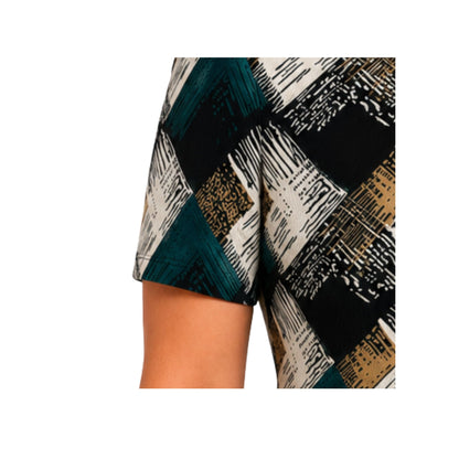 CONJUNTO FORMAL DE SACO LISO Y VESTIDO DE PRINT ABSTRACTO