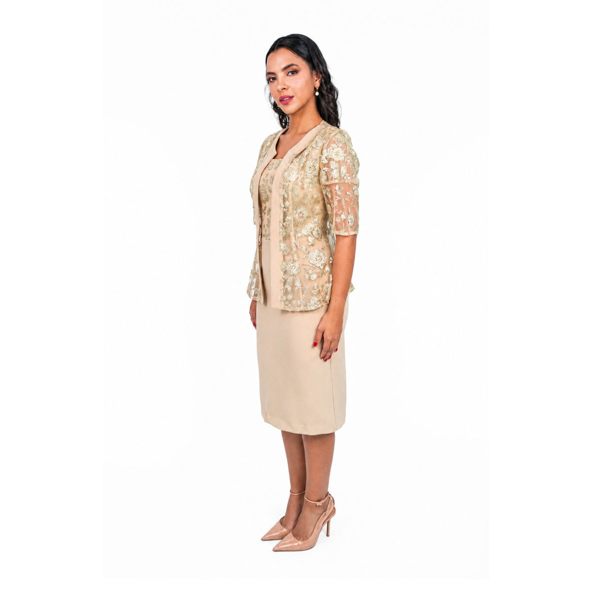 VESTIDO CON SACO BEIGE