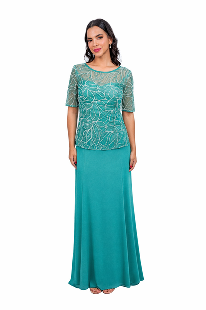 VESTIDO CON PATRON FLORAL EN CAVIAR