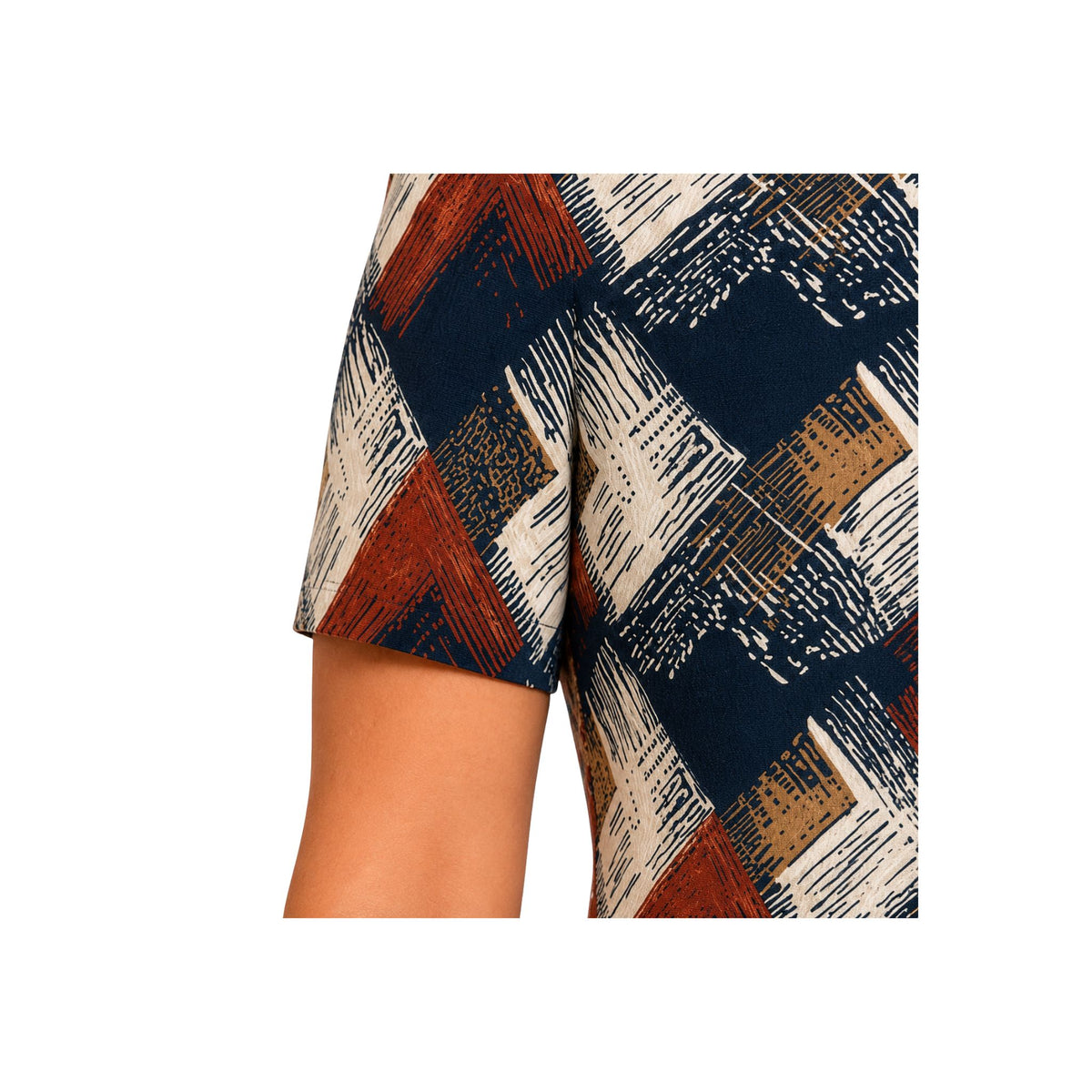 CONJUNTO FORMAL DE SACO LISO Y VESTIDO DE PRINT ABSTRACTO