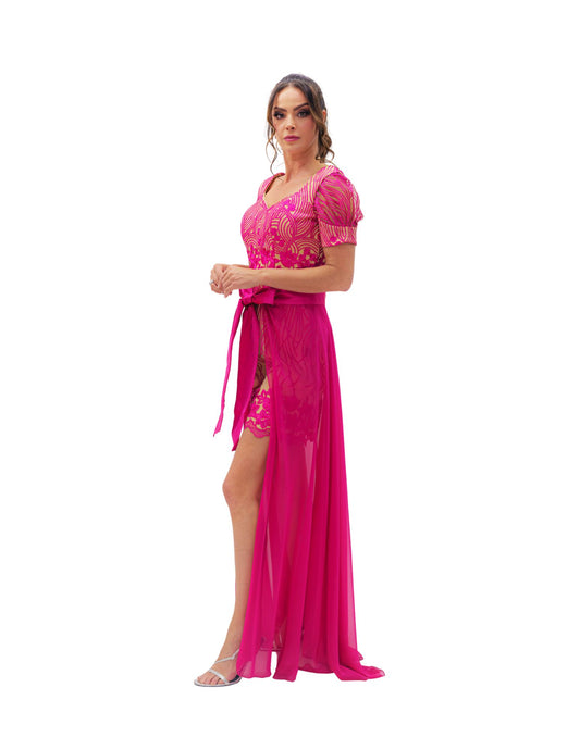VESTIDO CON FALDON DESMONTABLE