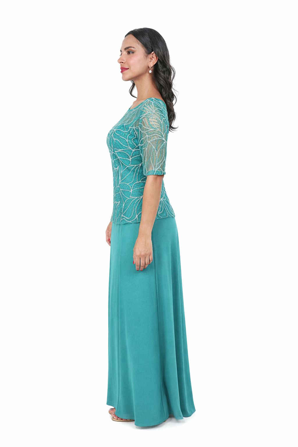 VESTIDO CON PATRON FLORAL EN CAVIAR