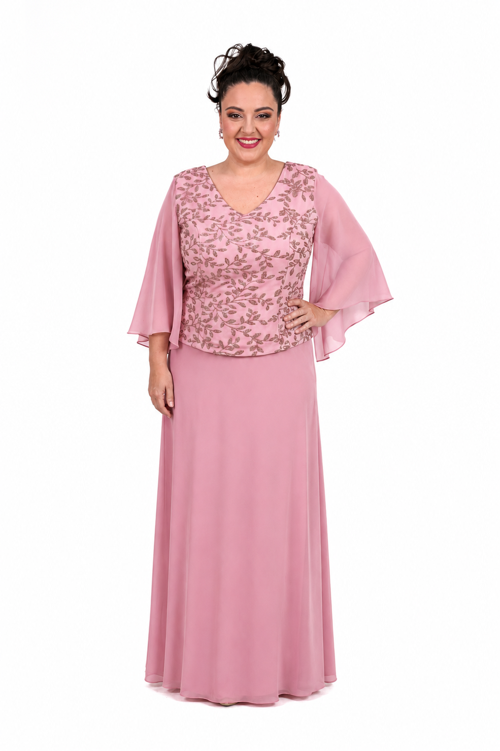 VESTIDO ROSA GLITTER PLUS
