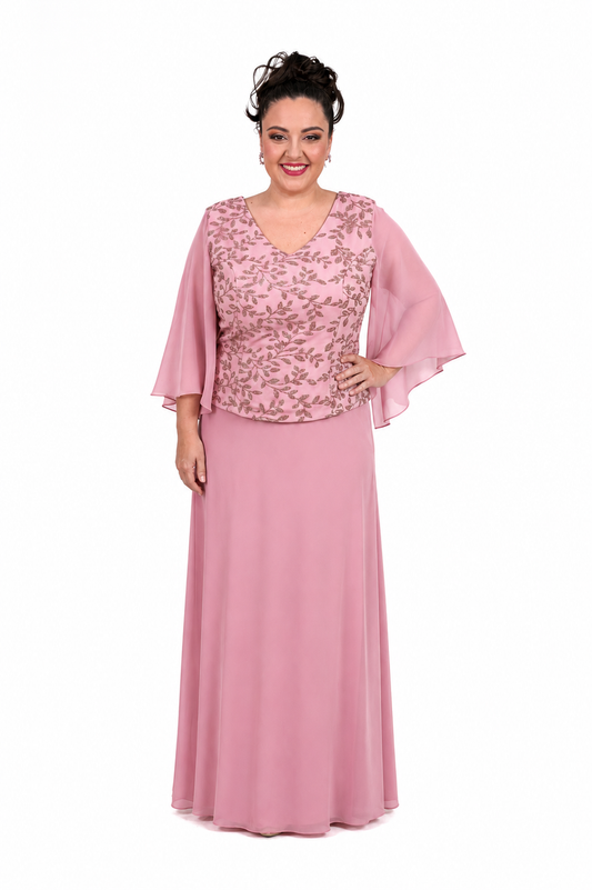 VESTIDO ROSA GLITTER PLUS