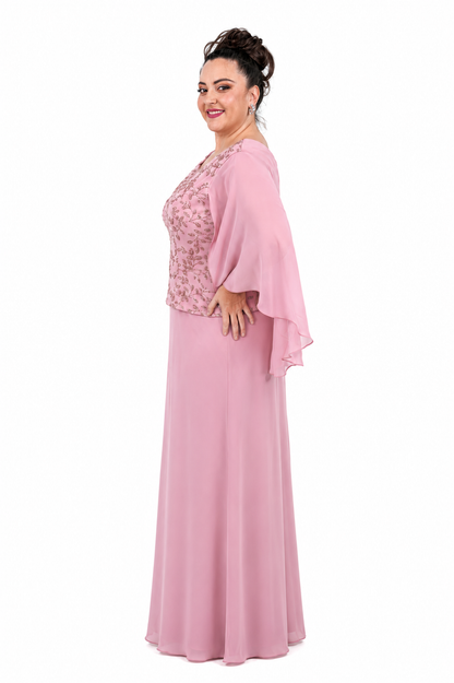 VESTIDO ROSA GLITTER PLUS