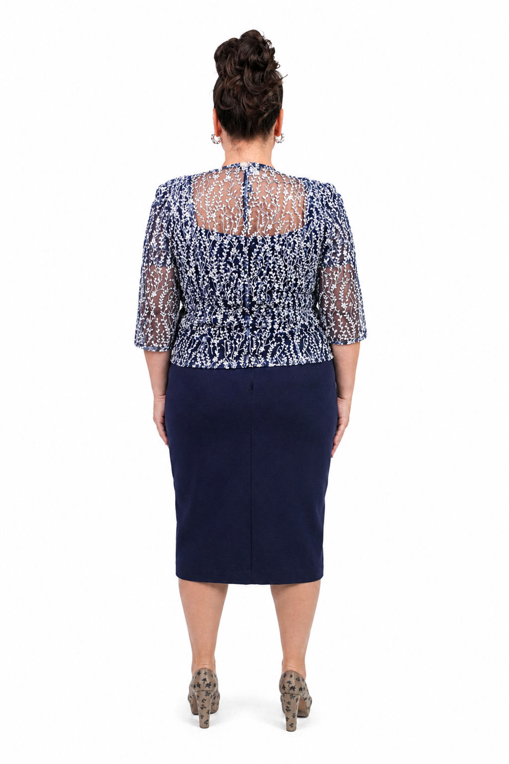 VESTIDO CON SACO AZUL Y BLANCO