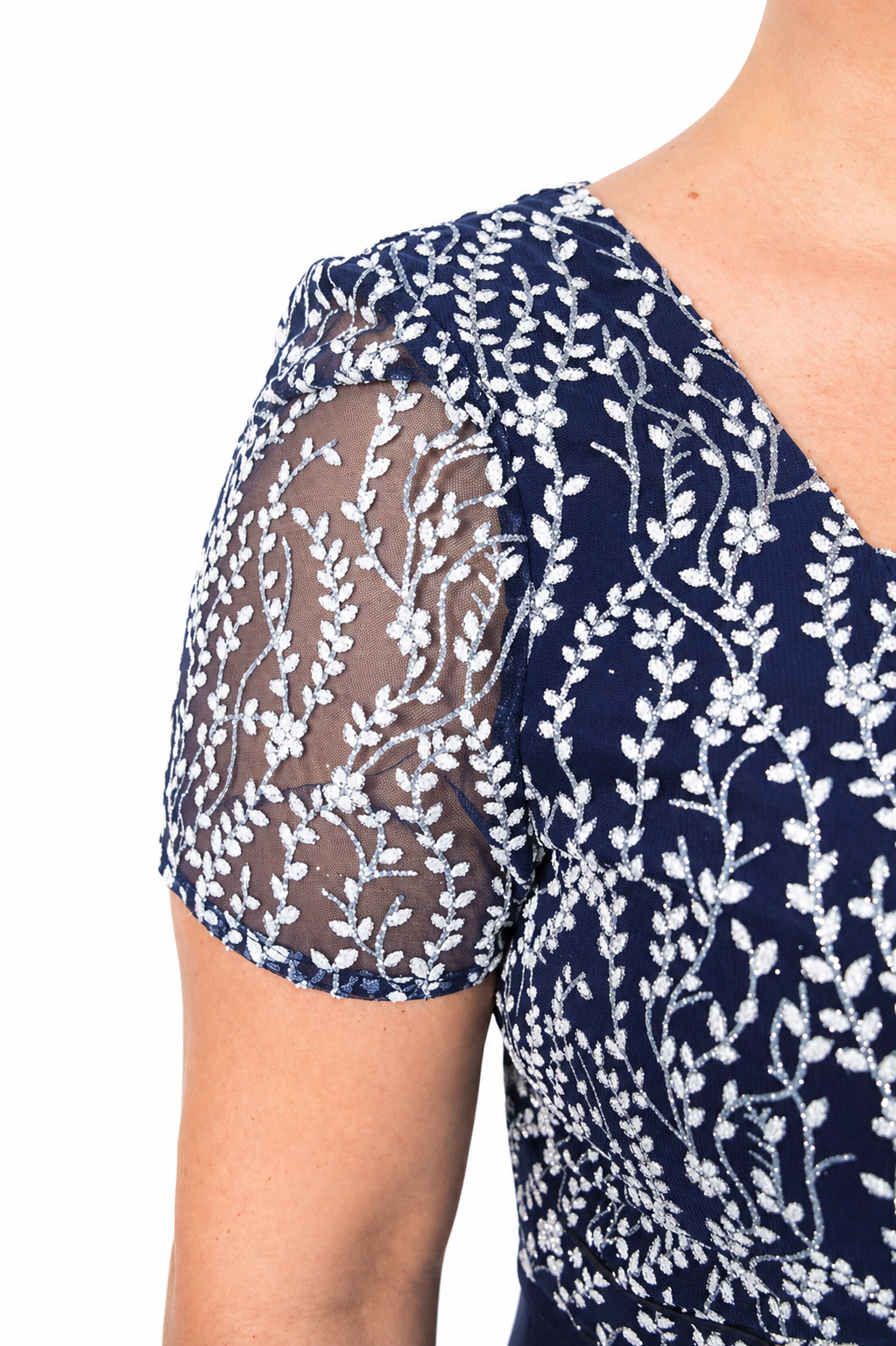 VESTIDO CON SACO AZUL Y BLANCO