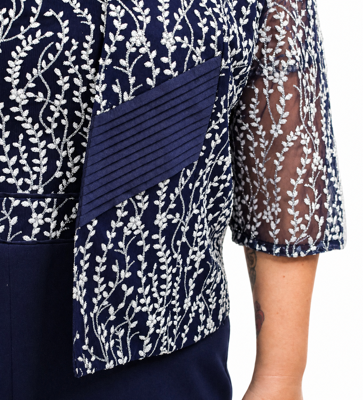 VESTIDO CON SACO AZUL Y BLANCO