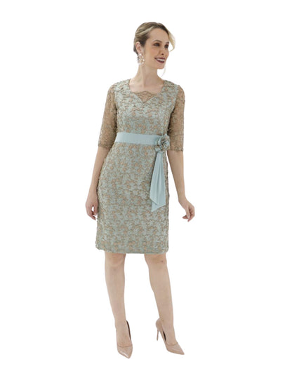 VESTIDO CORTO CON ENCAJE ORO