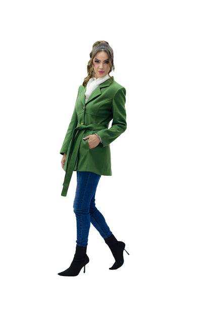 ABRIGO 3/4 CON CINTA EN MEDIO