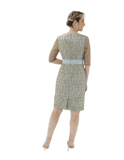 VESTIDO CORTO CON ENCAJE ORO