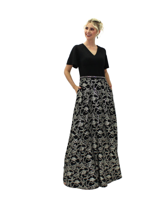 VESTIDO MAXI CON MANGA CAMPANA